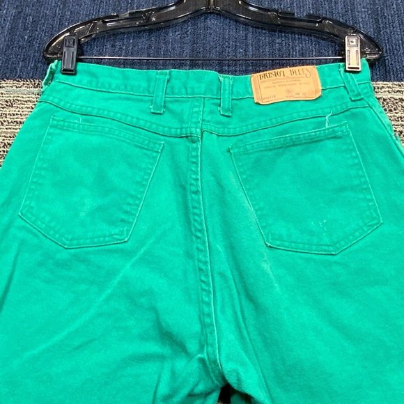 Vintage BRISTOL BLUES Womens Jean Short Waist 32 Green Denim USA High Rise Chino - Picture 7 of 8